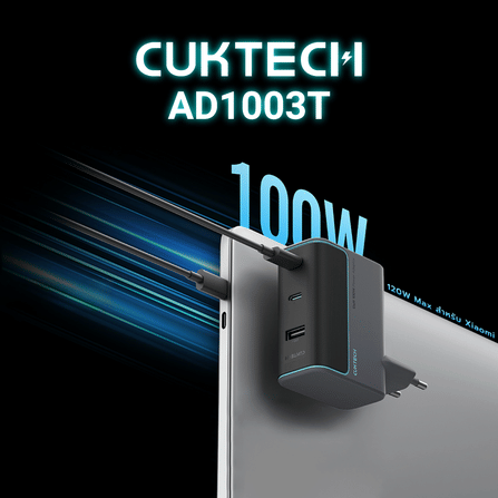 หัวชาร์จเร็ว CUKTECH AD1003T 100W สีเทา GAN3 รองรับชาร์จไว_1